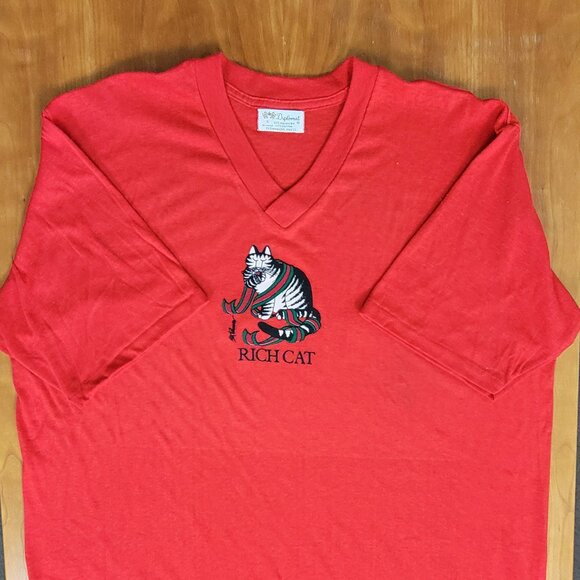 Diplomat Vintage B. Kliban Red Rich Cat Night Shirt - XL - Picture 5 of 8